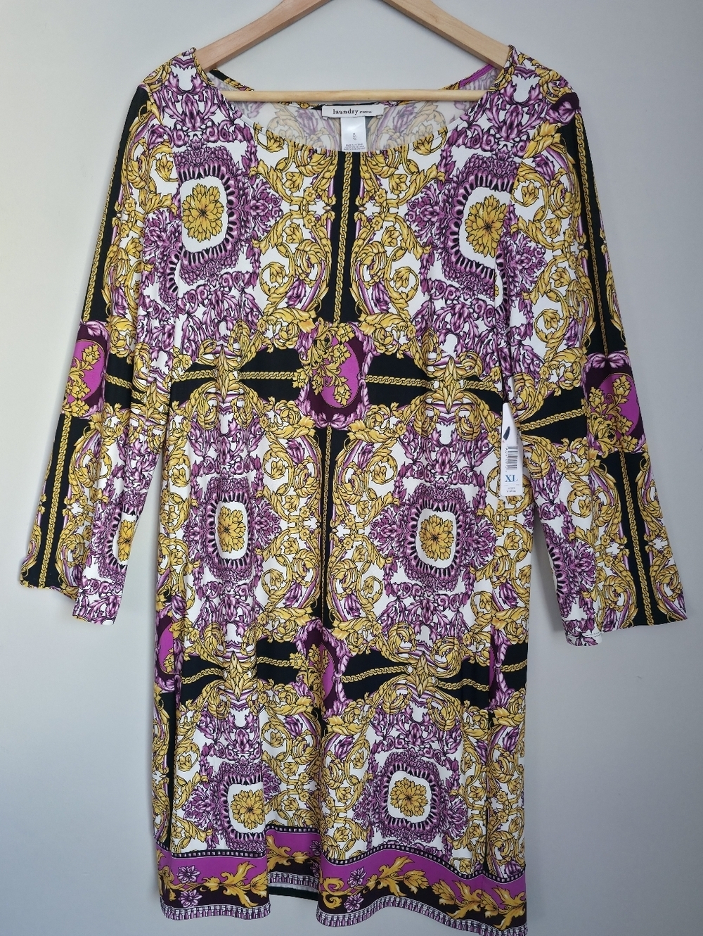 Laundry By Design XL Luxury Baroque Print Dress Stretch Elegant NWT - Picture 2 of 11